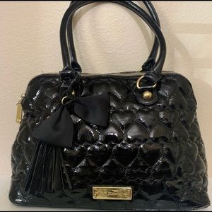 Betsey Johnson Black Quilted Patent Look Handbag
